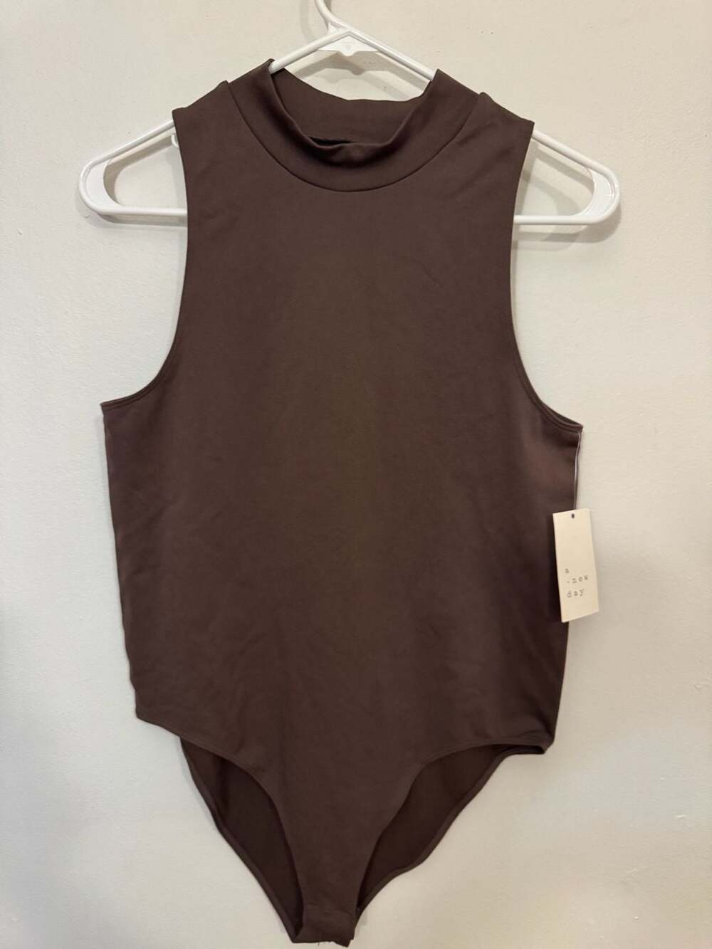 A New Day Women's Mock Neck Sleeveless Bodysuit - Brown XL